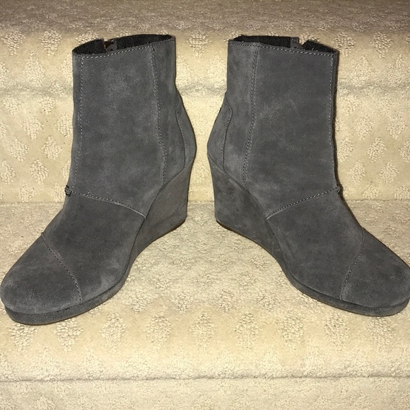 toms grey suede booties